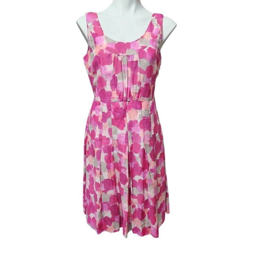 Nic+Zoe dress Silk Blend fit & flare Panel Abstract Watercolor Zip Lined 6